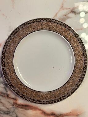 Versace White Plate with Gold and Black Ornate Border